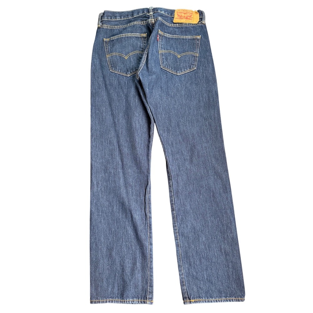 Levis 501 Original Fit Jeans Mens W33 L30 Dark Wash Straight Leg Denim Blue - Picture 2 of 10
